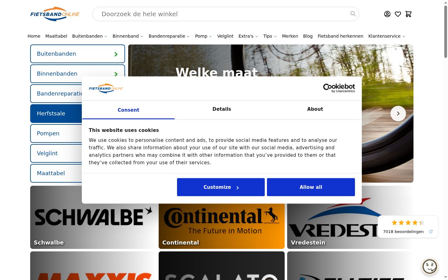 Screenshot del banner di consenso mostrato prima di qualsiasi interazione