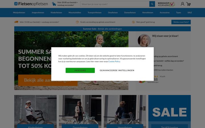 Posnetek zaslona fietsenopfietsen.nl