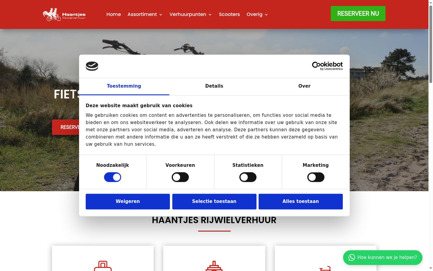 Screenshot van de toestemmingsbanner zoals getoond vóór enige interactie