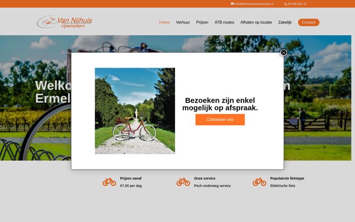 Screenshot of fietsenverhuurermelo.nl