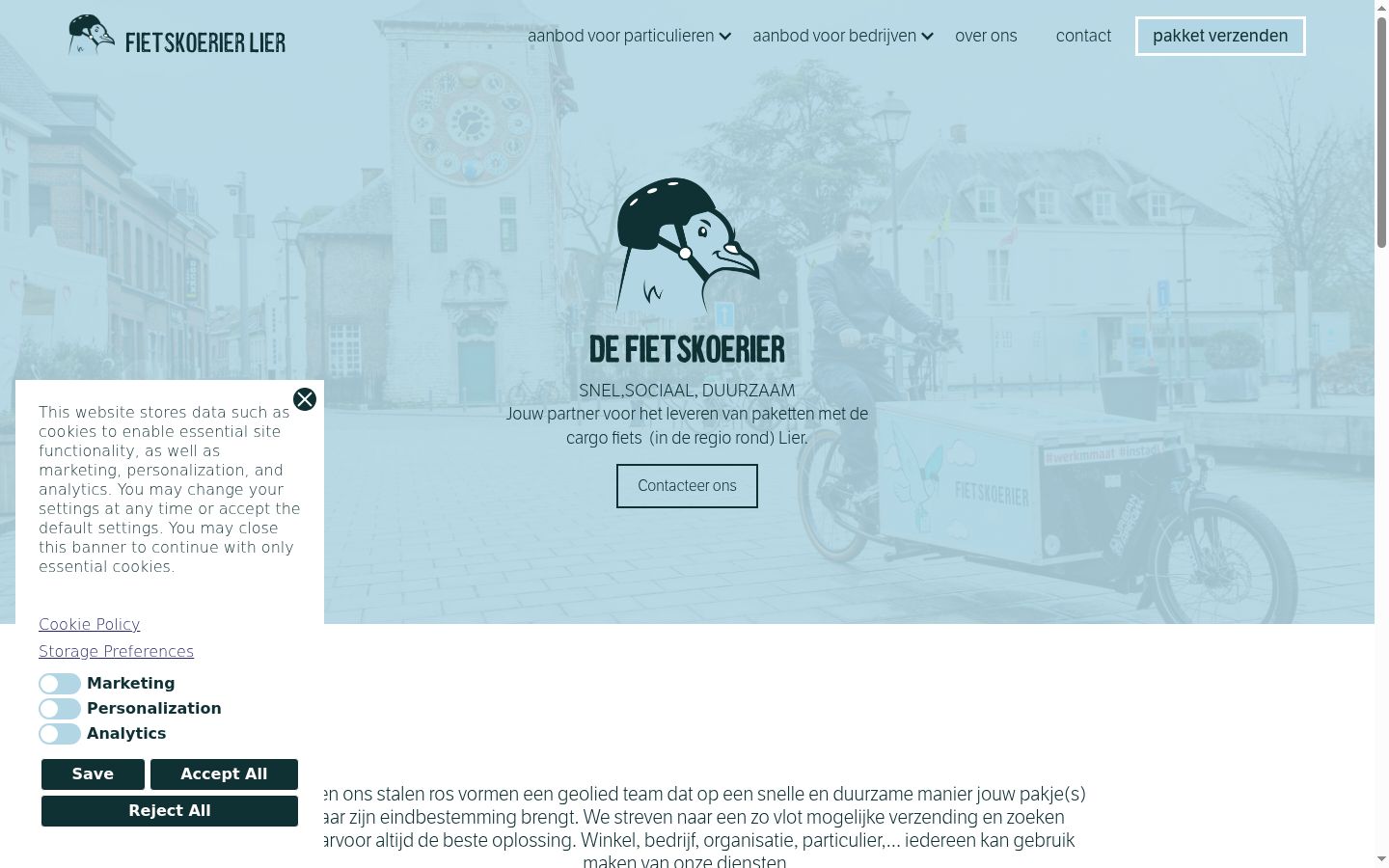 Screenshot des Einwilligungsbanners vor jeglicher Interaktion
