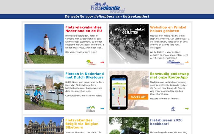 Screenshot of fietsvakantiewinkel.nl