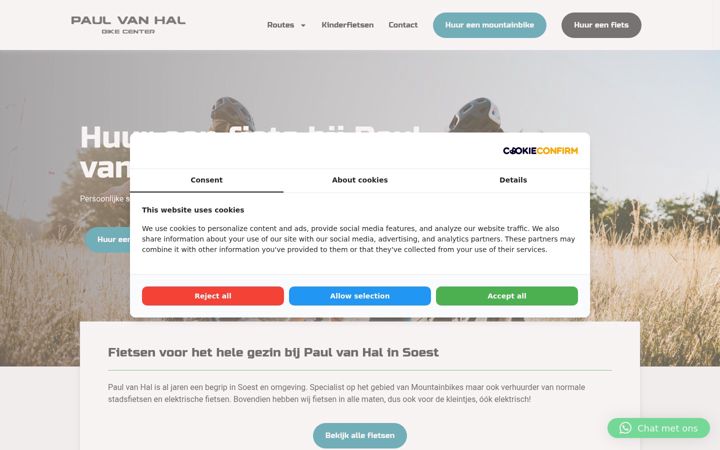 Screenshot di fietsverhuursoest.nl