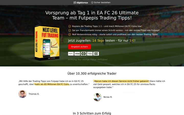 Screenshot stránky fifa-trading-tipps.de
