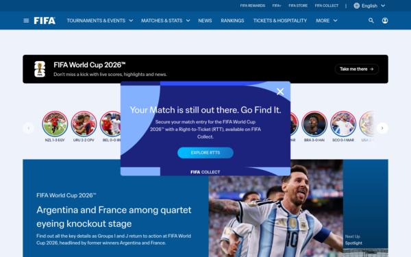 Screenshot of fifa.com