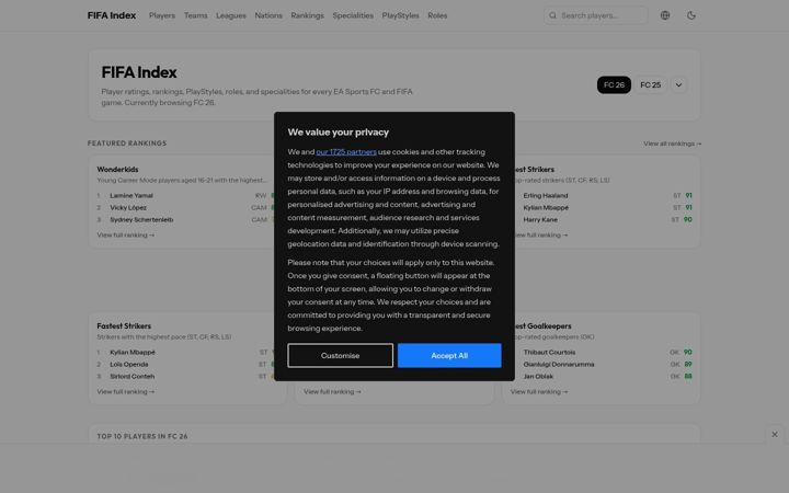 Screenshot ta' fifaindex.com