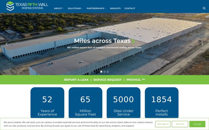 Screenshot of fifthwallroofing.com