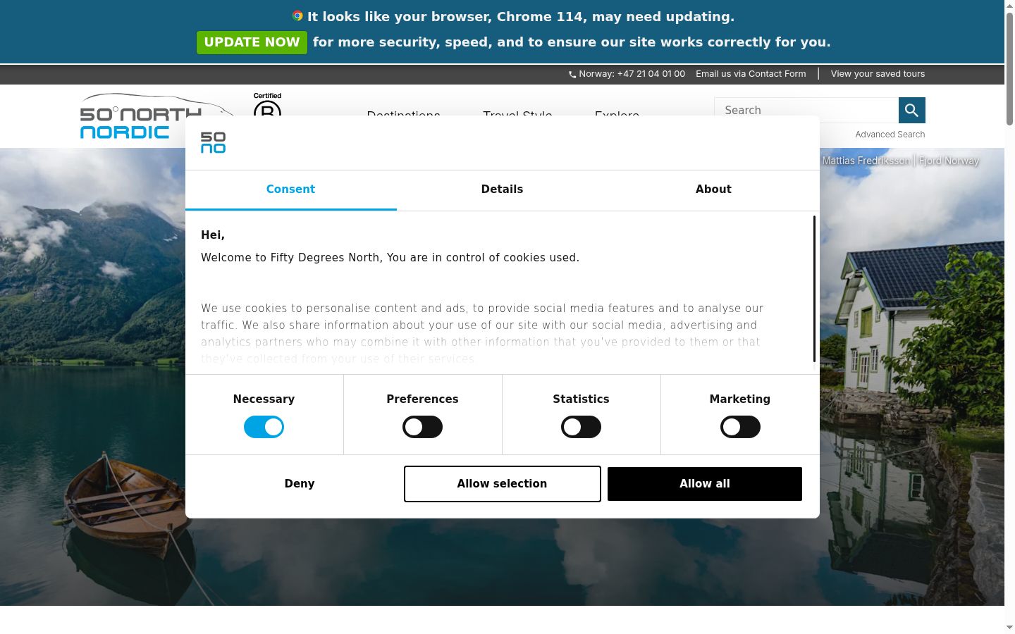 Screenshot of the consent banner shown before any interaction