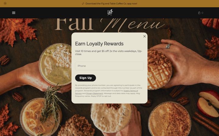 Screenshot of figandtablecoffeeco.com
