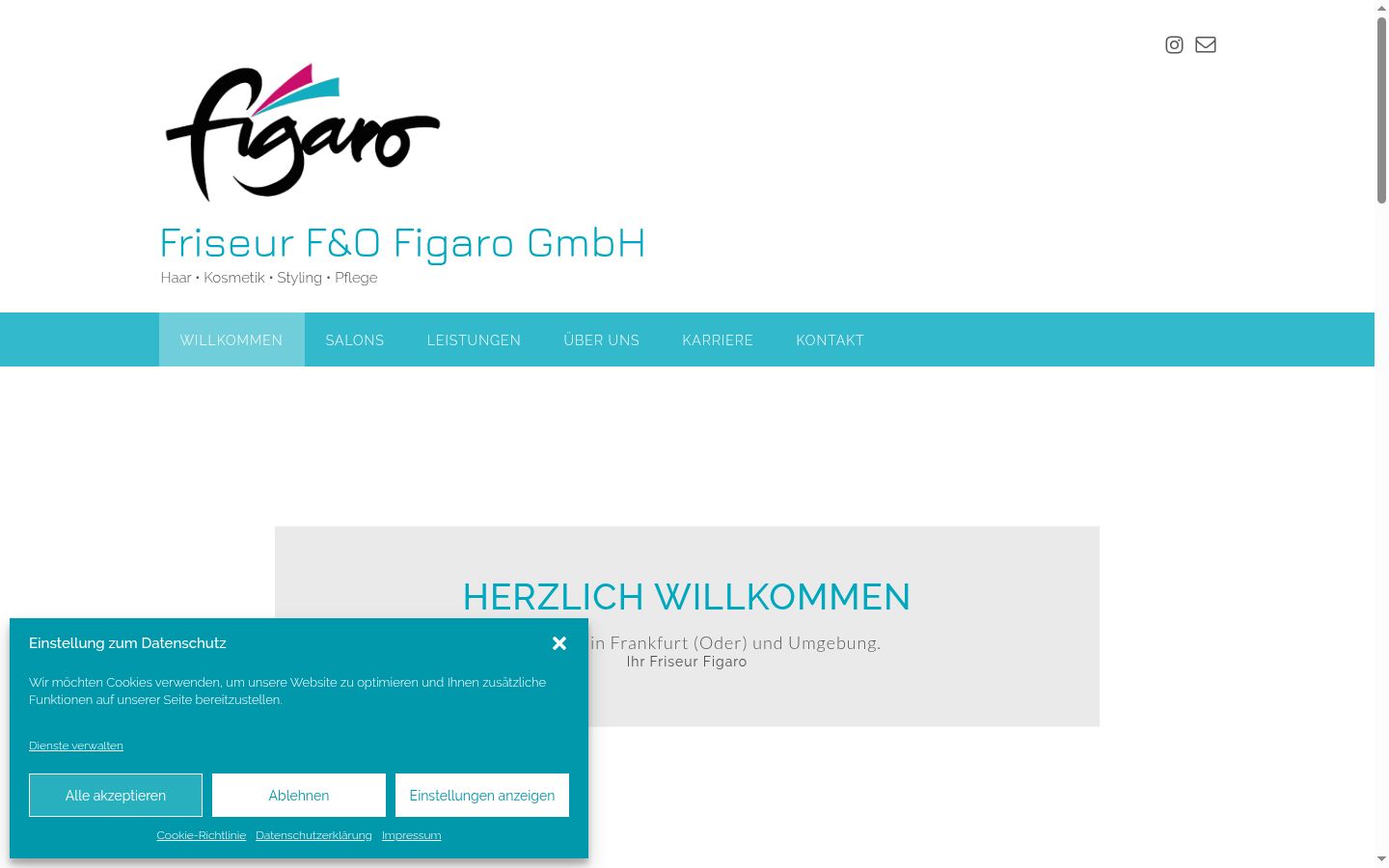 Captura de ecrã do banner de consentimento apresentado antes de qualquer interação