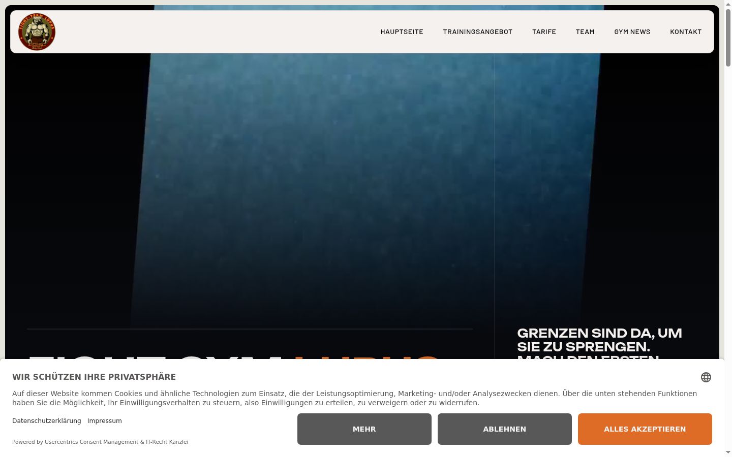 Captura de pantalla del banner de consentimiento mostrado antes de cualquier interacción