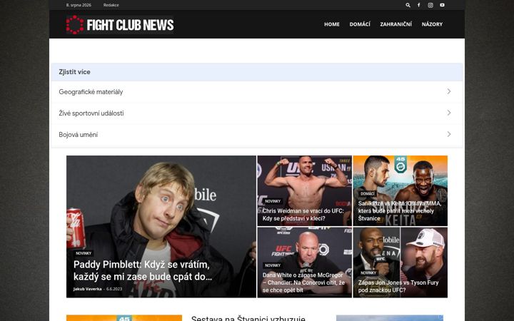 Screenshot of fightclubnews.cz