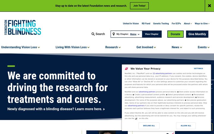 Screenshot von fightingblindness.org