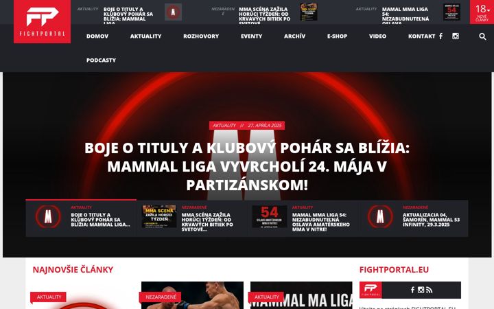 Snimka zaslona za fightportal.sk