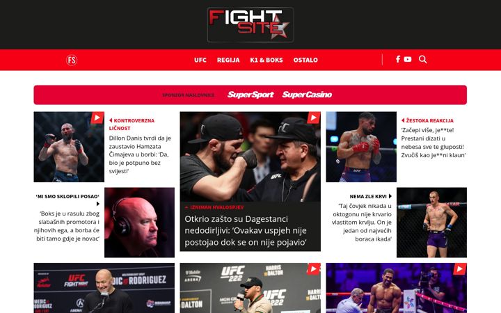 Snímek obrazovky fightsite.hr