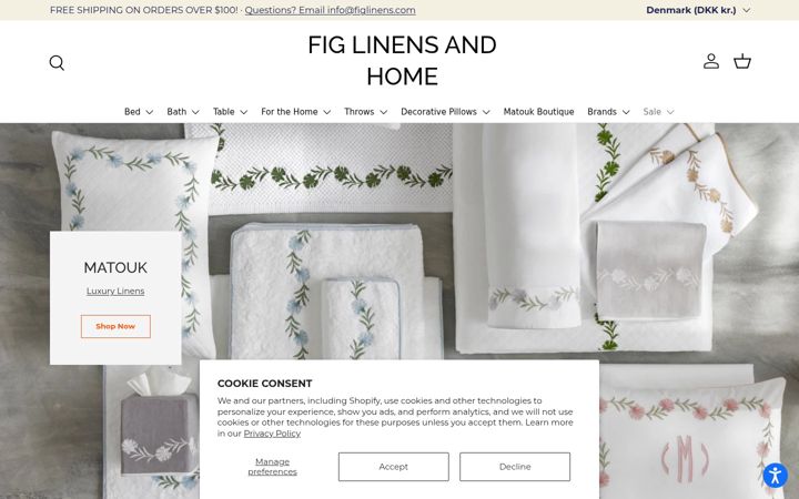 Screenshot of figlinensandhome.com