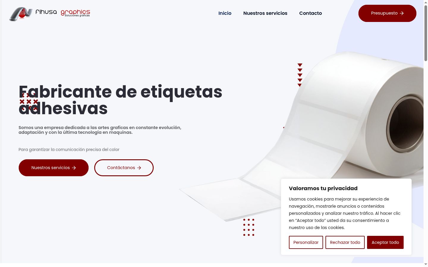 Captura de ecrã do banner de consentimento apresentado antes de qualquer interação