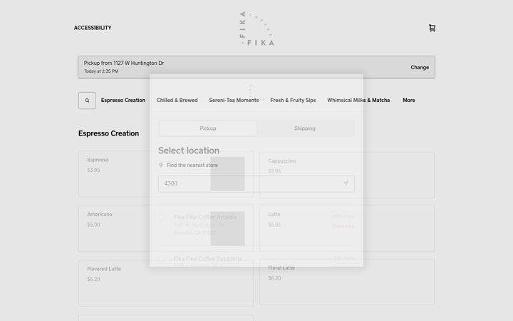 Screenshot of fikafikacoffee.com