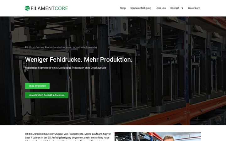 Screenshot of filamentcore.de