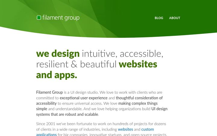 Screenshot of filamentgroup.com