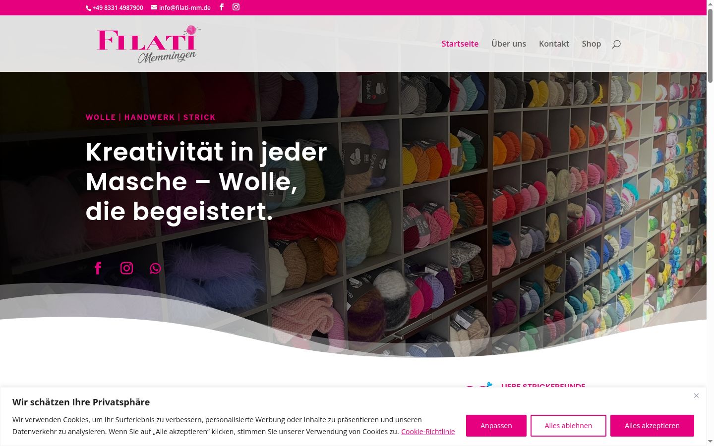 Screenshot del banner di consenso mostrato prima di qualsiasi interazione