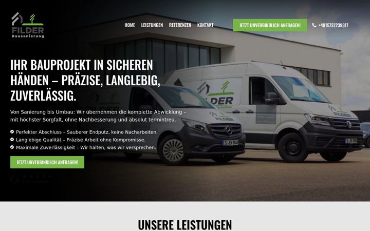Screenshot of filder-bausanierung.de