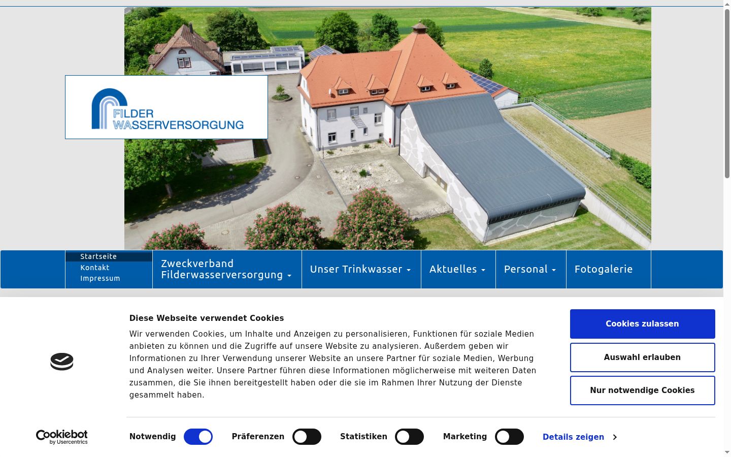 Screenshot des Einwilligungsbanners vor jeglicher Interaktion