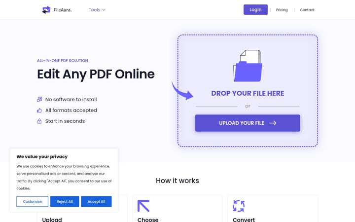 Ekrano kopija fileaura.io