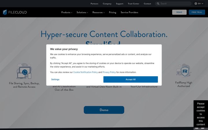 Screenshot of filecloud.com