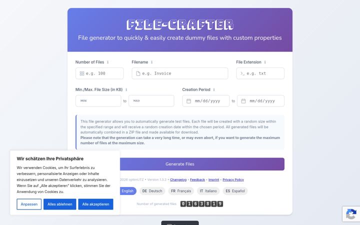 Screenshot of filecrafter.ch