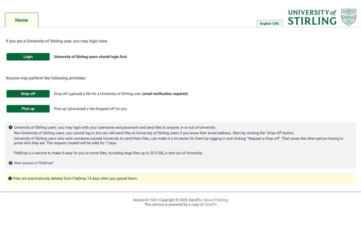 Screenshot of filedrop.stir.ac.uk