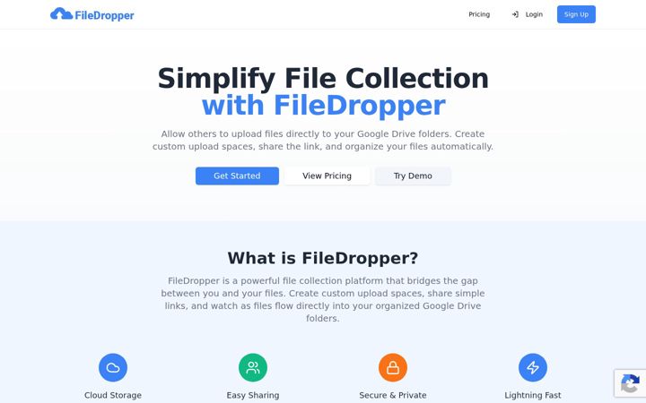Ekrano kopija filedropper.io