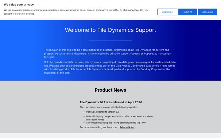 Screenshot of filedynamicssupport.com
