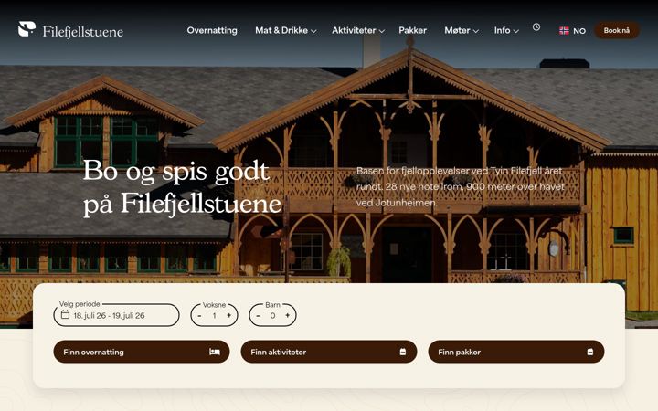 Screenshot of filefjellstuene.no