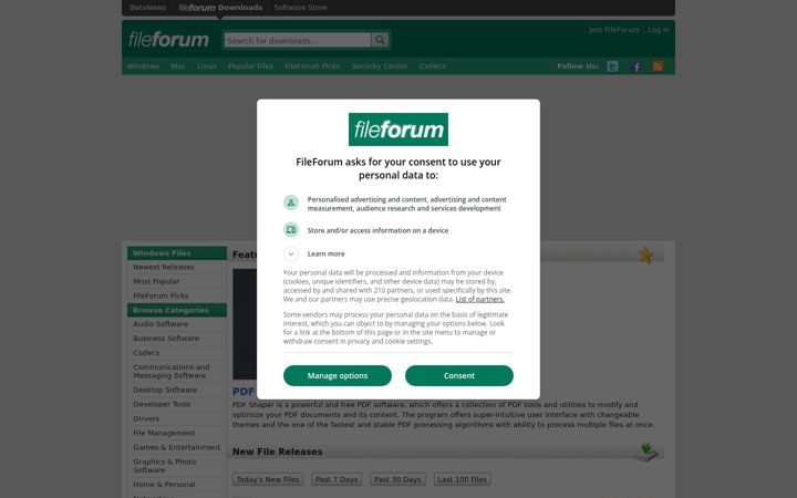 Screenshot von fileforum.com