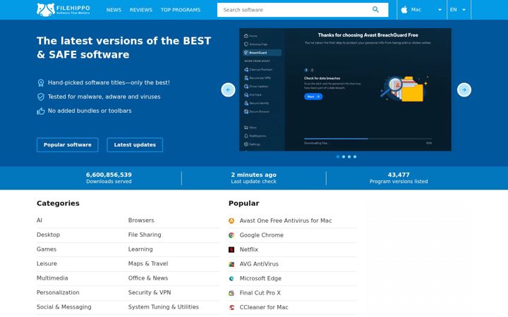 Screenshot of filehippo.com