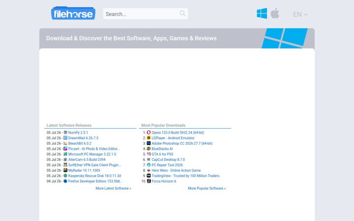 Screenshot του filehorse.com