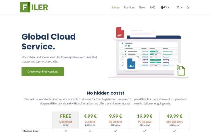Screenshot of filer.net