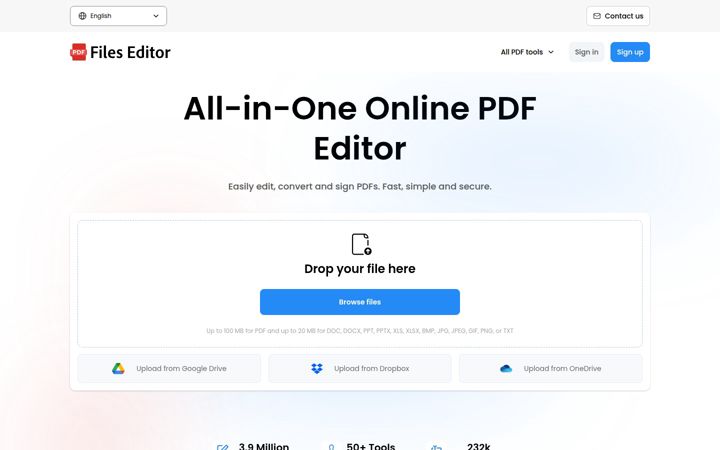 Screenshot stránky files-editor.com