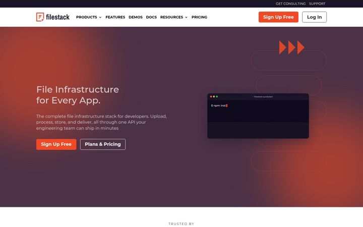 Screenshot of filestack.com