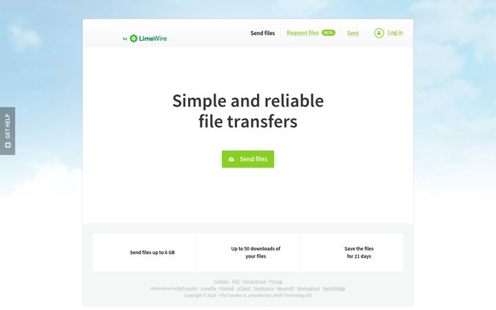 Screenshot of filetransfer.io
