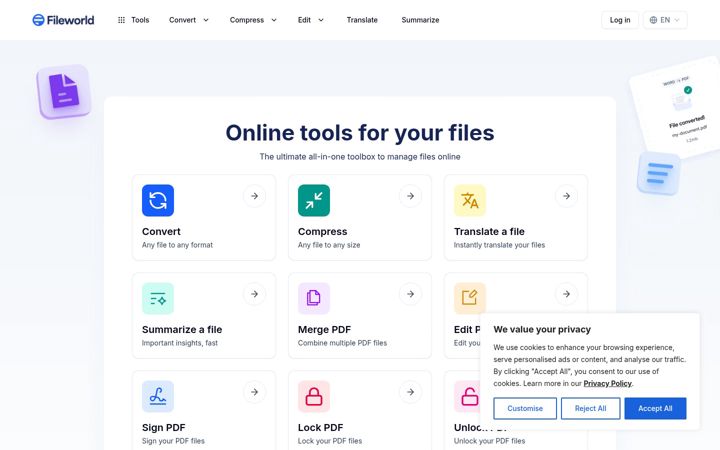 Screenshot von fileworld.co