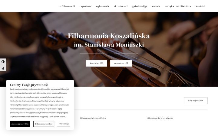 Screenshot of filharmoniakoszalinska.pl