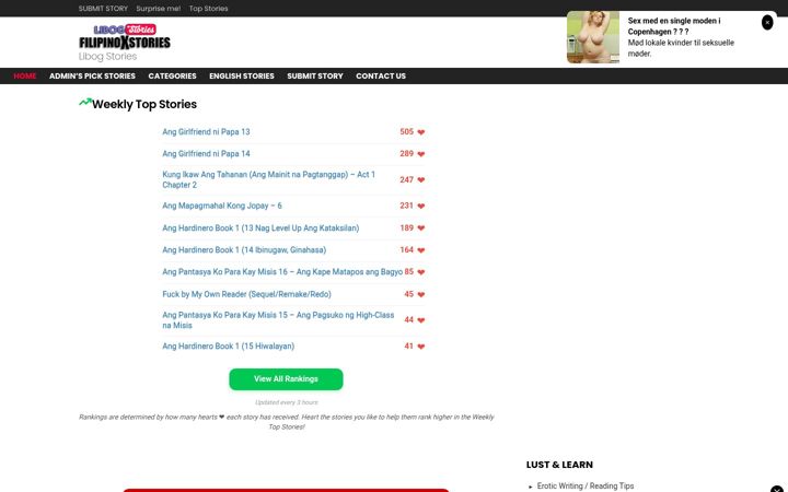 Screenshot of filipinoxstories.com