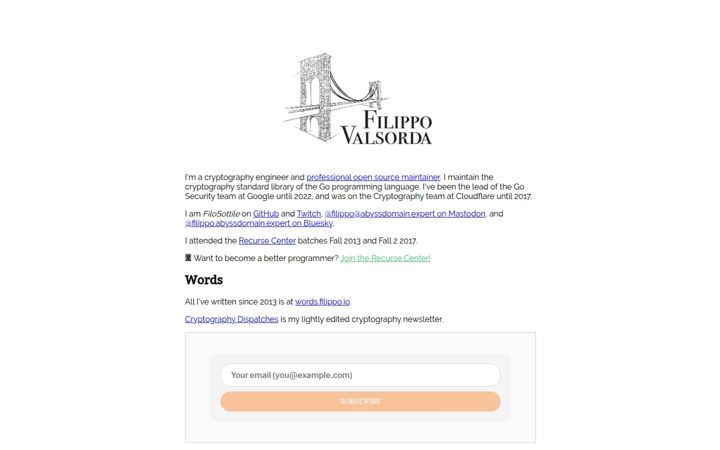 Screenshot of filippo.io