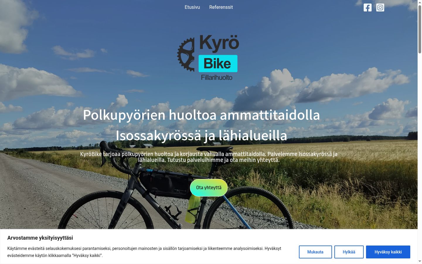 Skærmbillede af samtykkebanneret, som det blev vist før nogen interaktion