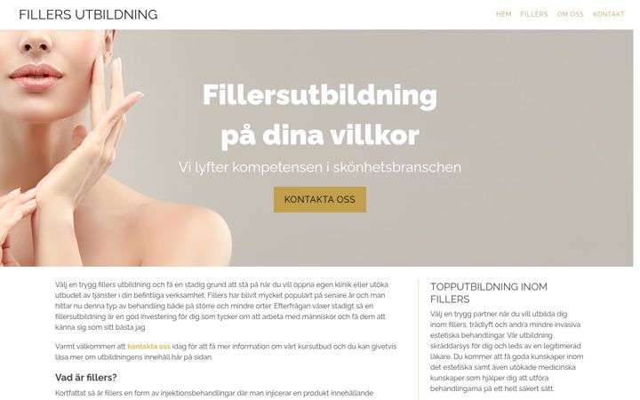 Screenshot of fillersutbildning.nu