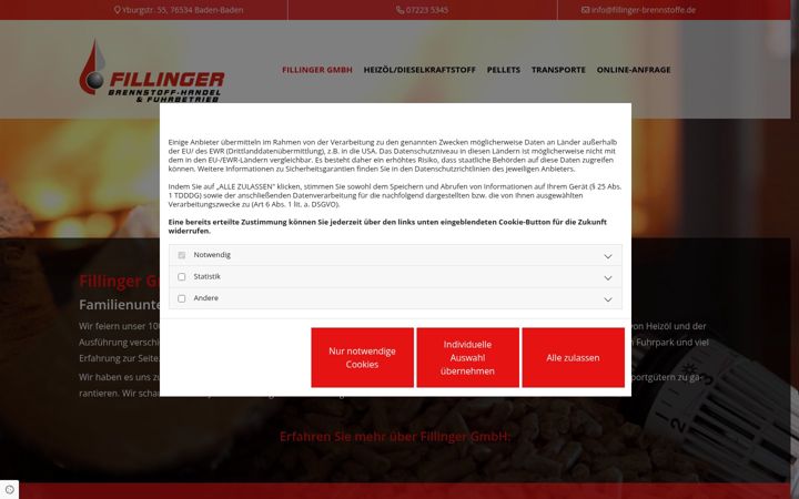Screenshot of fillinger-brennstoffe.de