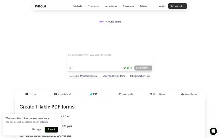 Skærmbillede af fillout.com