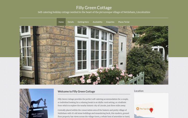 Screenshot of fillygreencottage.co.uk